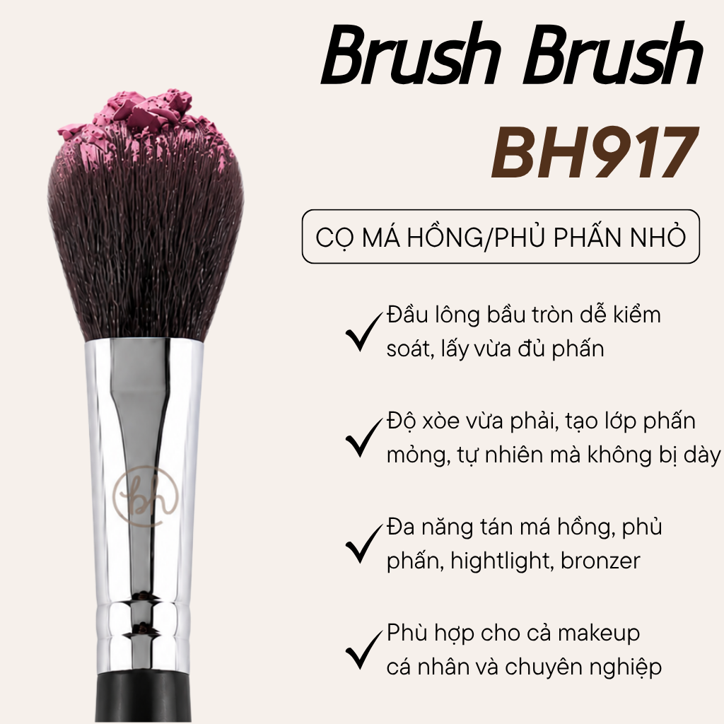 Cọ Má Hồng Highlight Phủ Phấn Nhỏ BH Cosmetics Blush Brush BH917